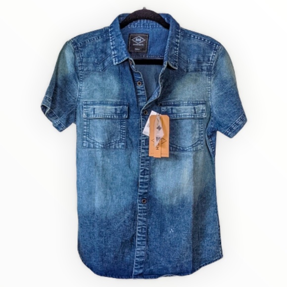 ROK Other - ROK Brand New Denim Short Sleeve Shirt Vintage Wash Size Small 455